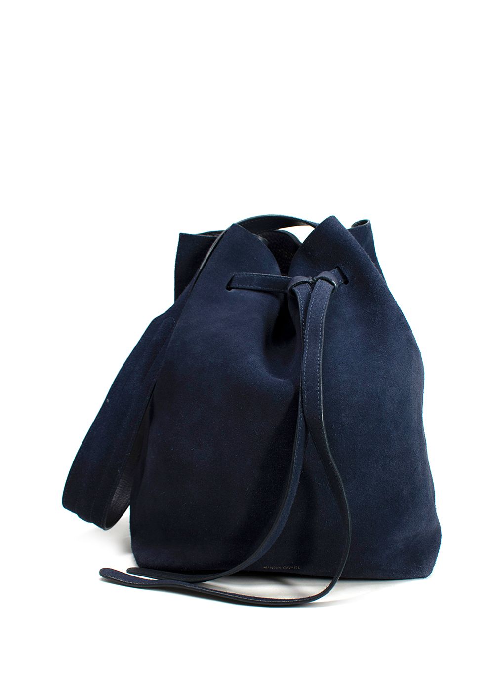 Preowned Mansur Gavriel Navy Suede Bucket Bag