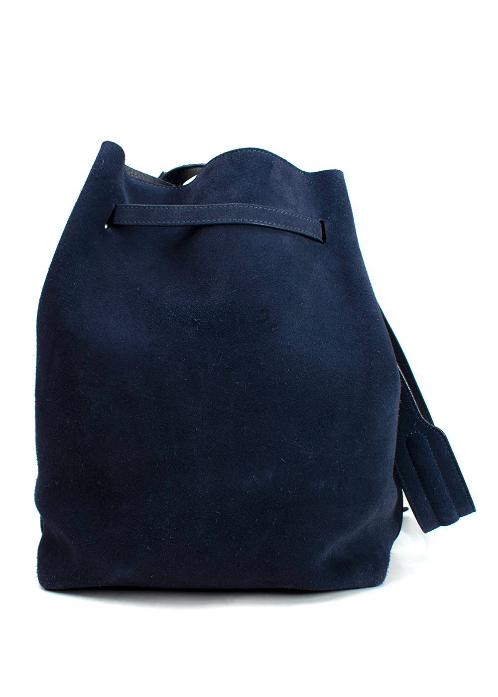 Preowned Mansur Gavriel Navy Suede Bucket Bag