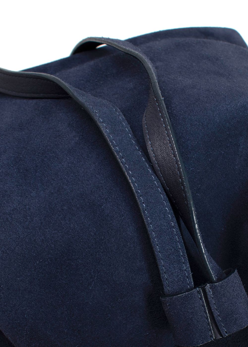 Preowned Mansur Gavriel Navy Suede Bucket Bag