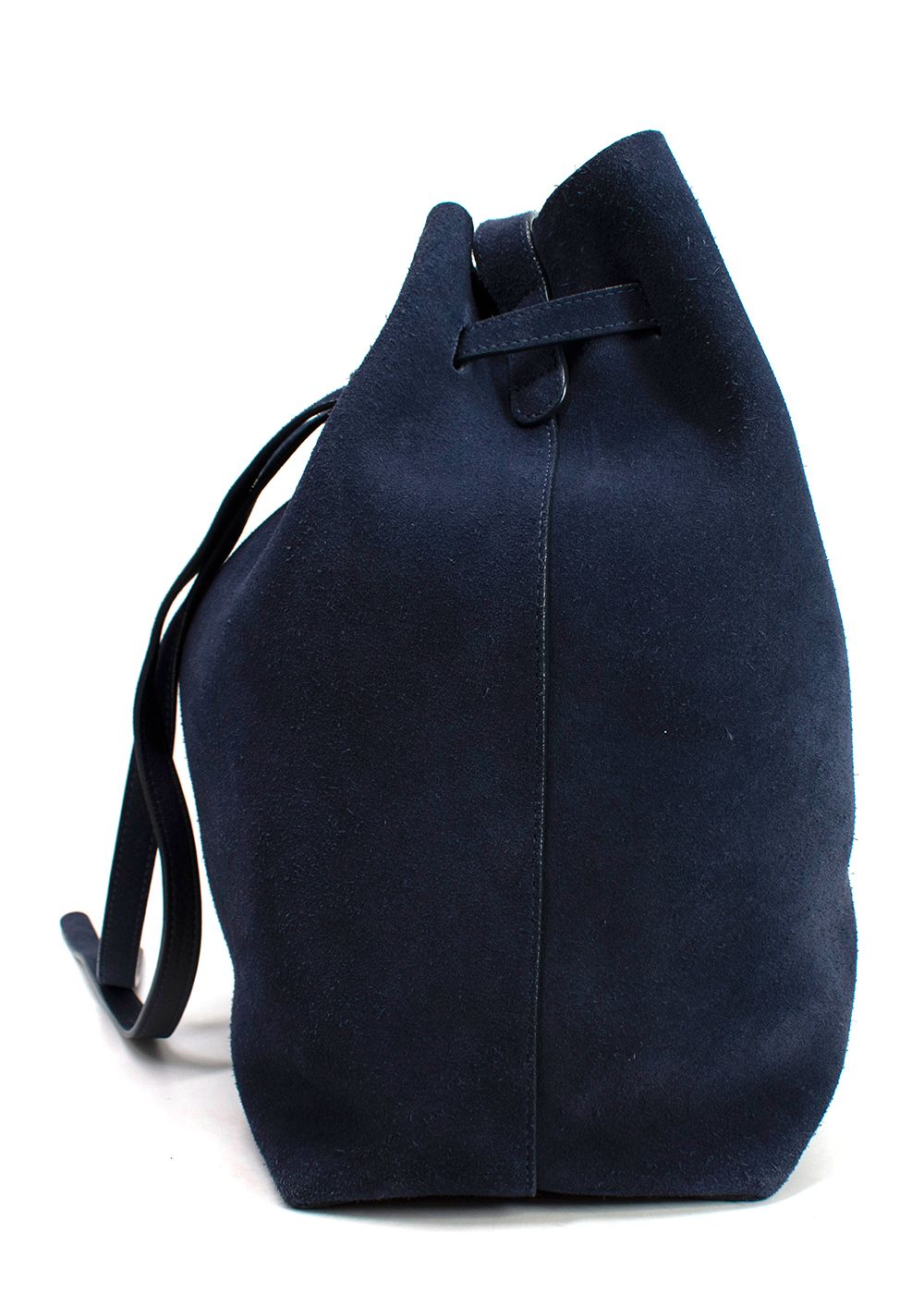 Preowned Mansur Gavriel Navy Suede Bucket Bag