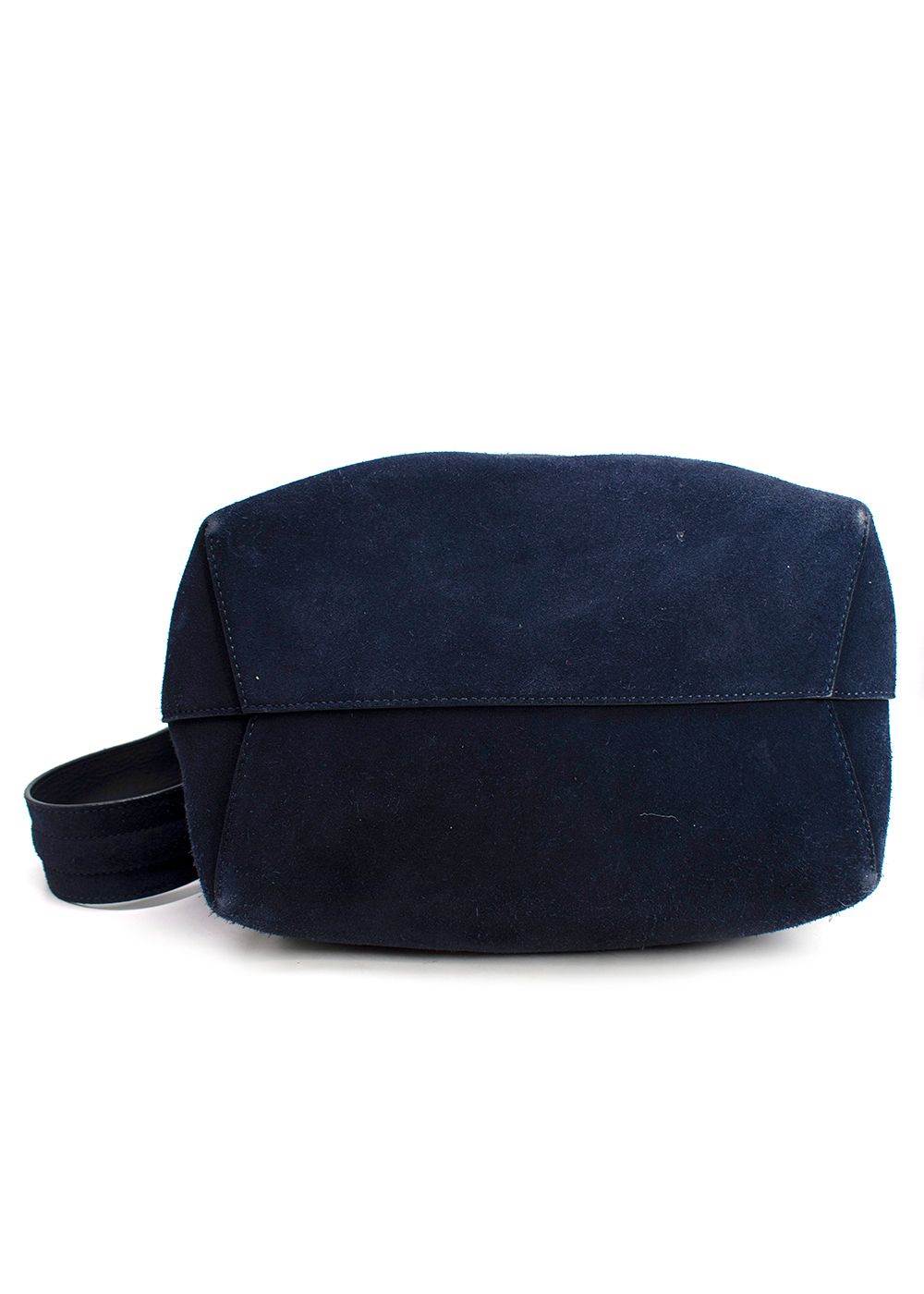 Preowned Mansur Gavriel Navy Suede Bucket Bag