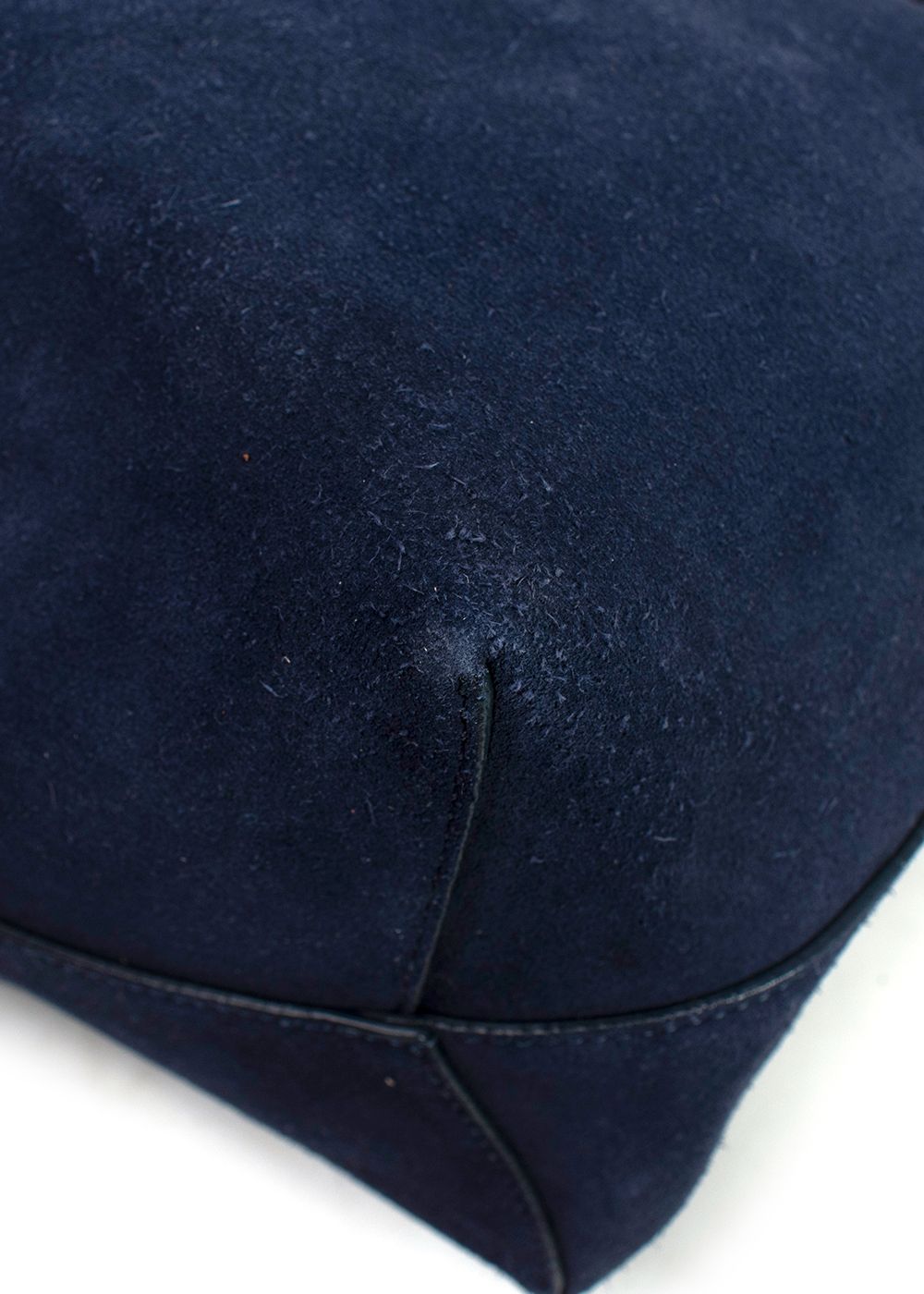 Preowned Mansur Gavriel Navy Suede Bucket Bag