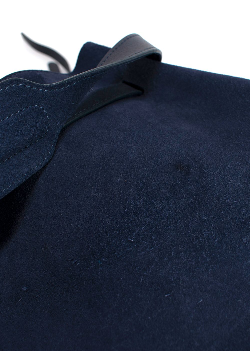 Preowned Mansur Gavriel Navy Suede Bucket Bag