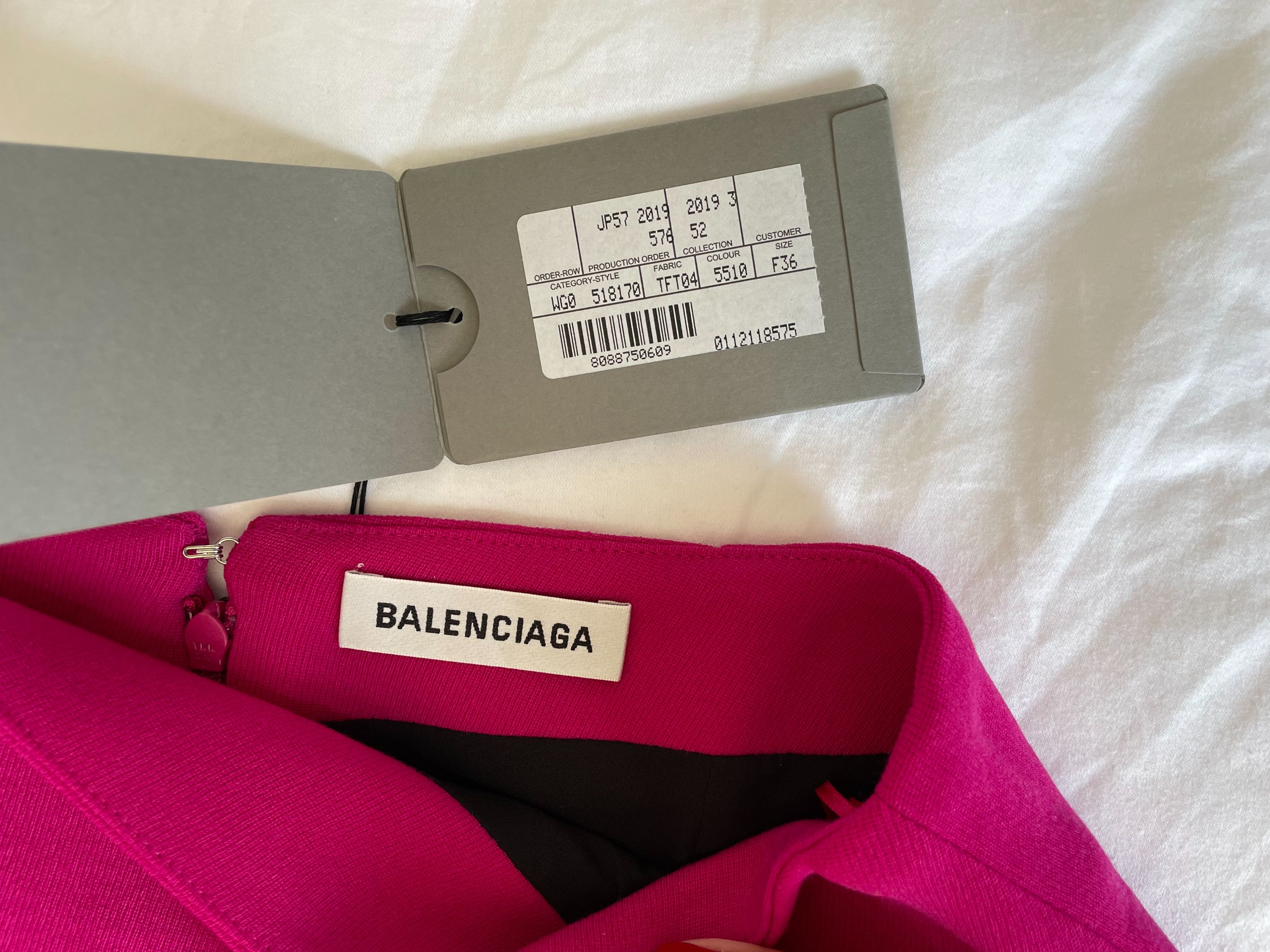 Balenciaga Fuchsia Wool Blend Asymmetric Midi Skirt Size 36 polyester