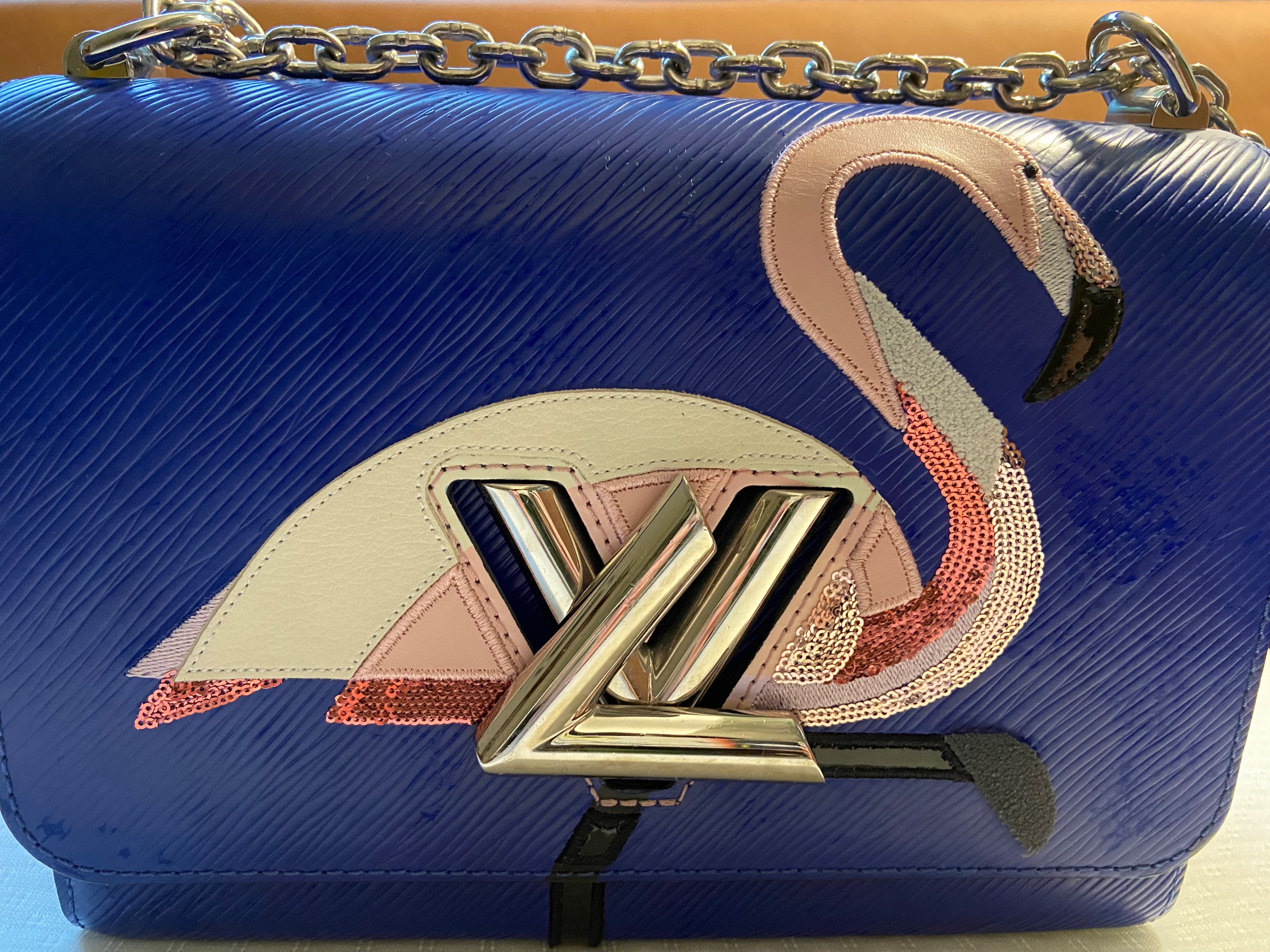 Preowned Louis Vuitton Epi Flamingo Twist MM Shoulder Bag Blue leather