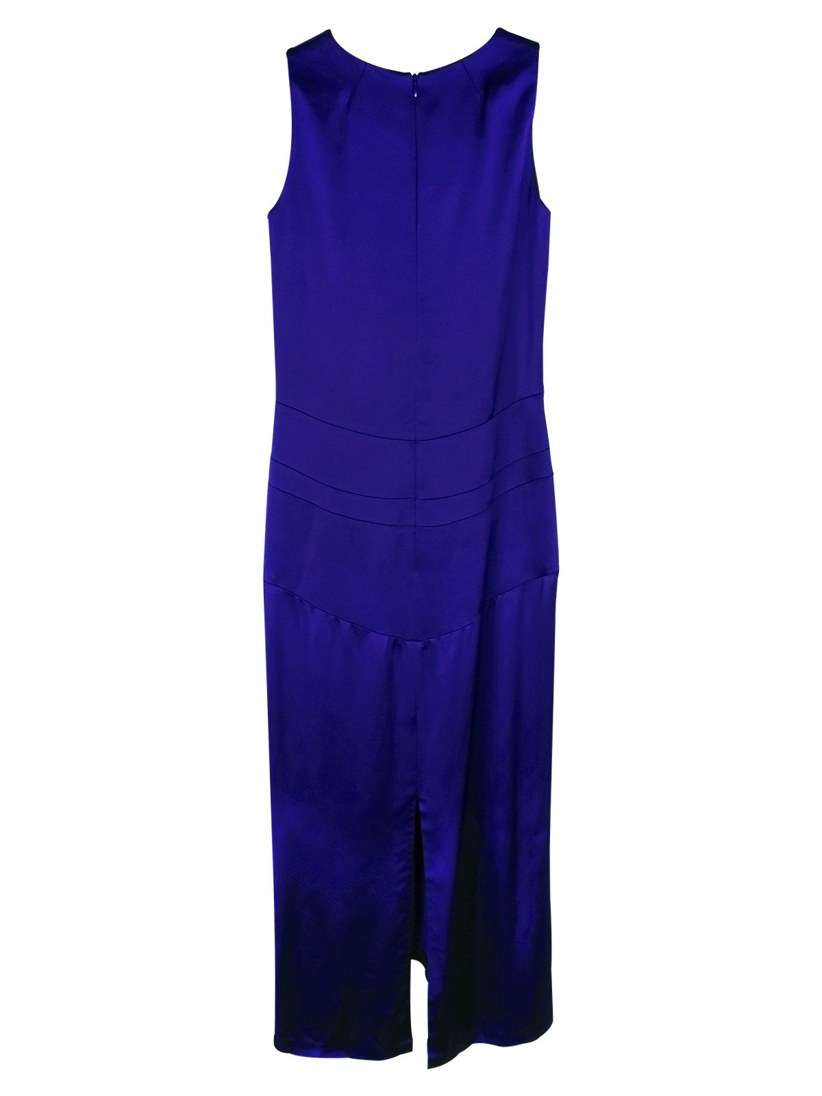 Victoria Beckham Blue Satin Sleevless Maxi Dress Size L Cobalt Blue viscose