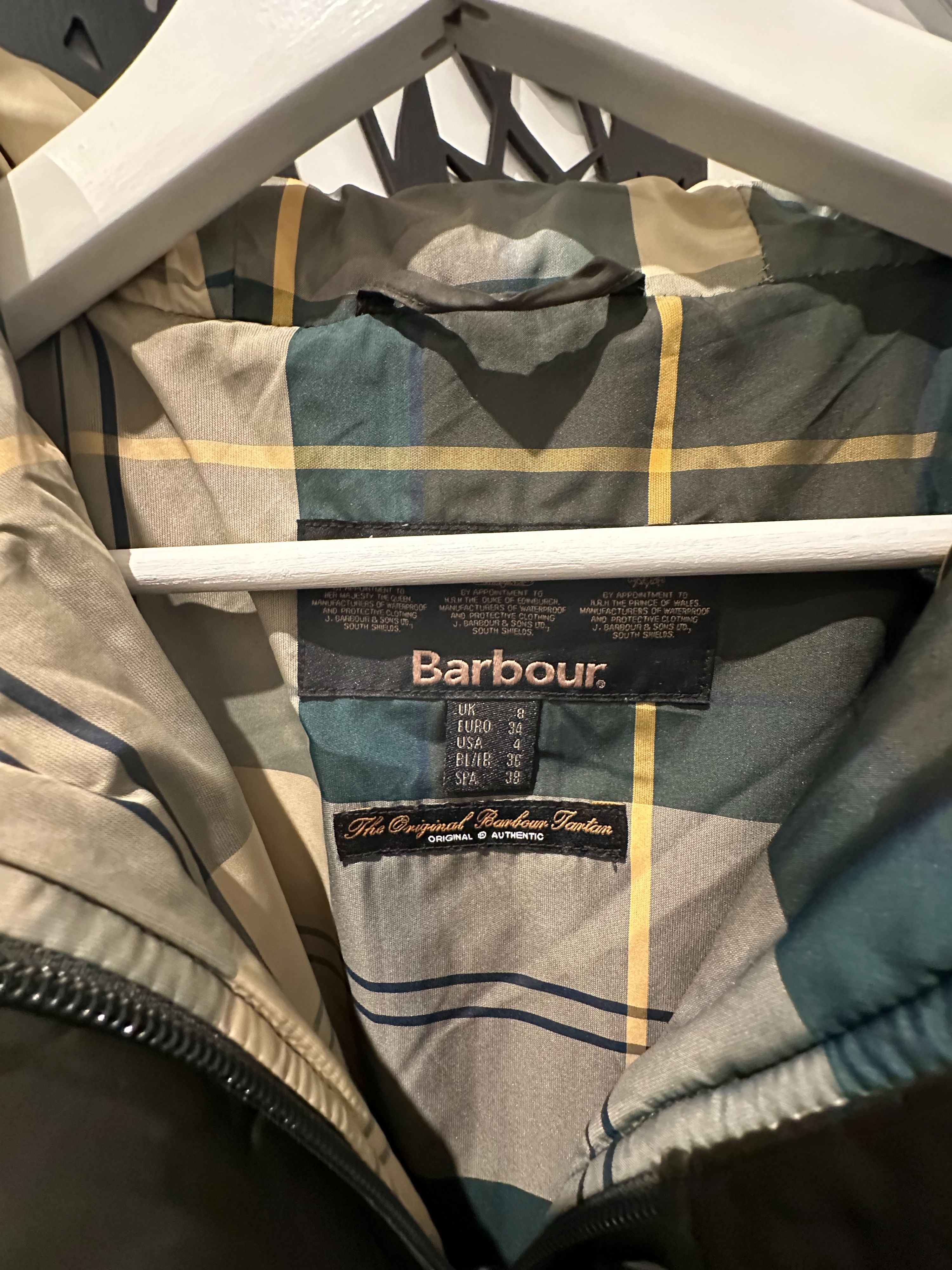 Preowned Barbour Khaki Mickley Quilted Jacket Size S Green polyester