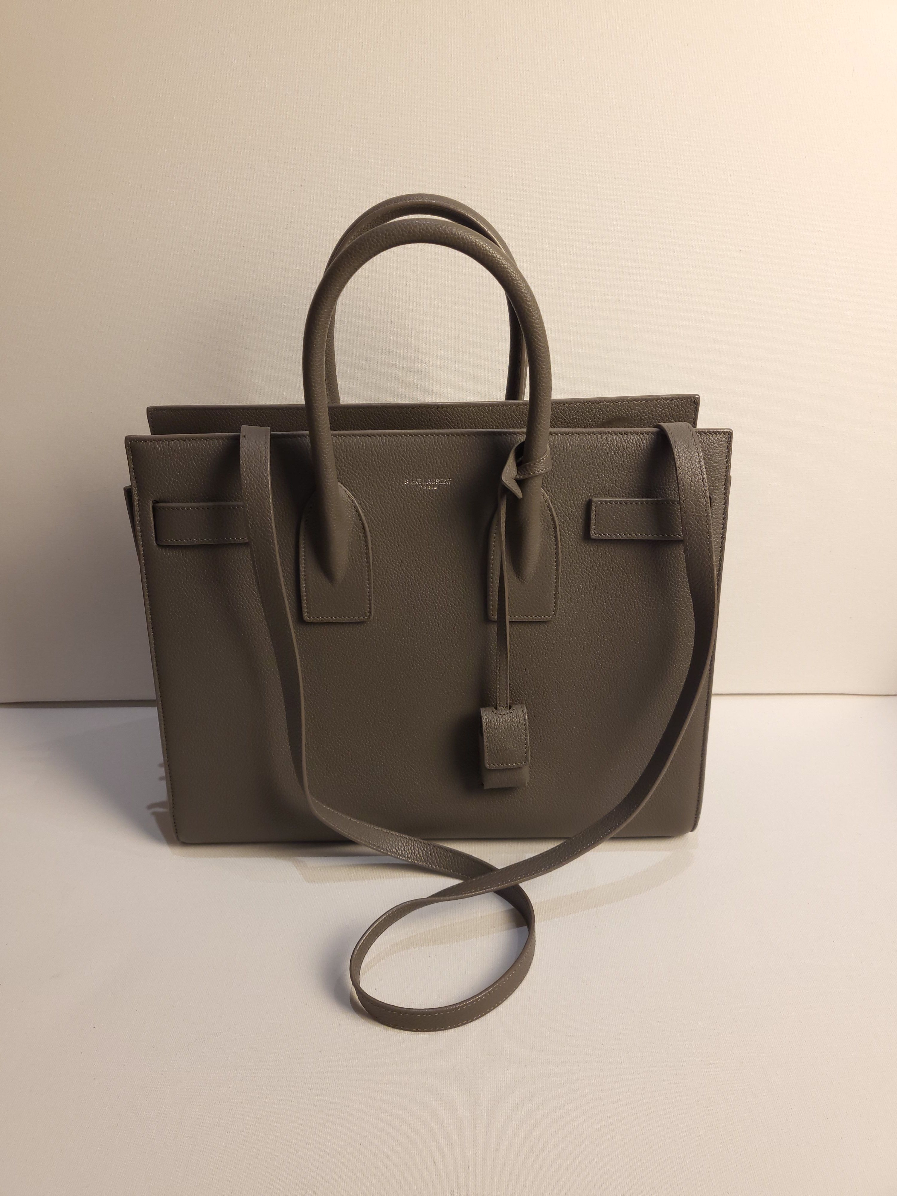 Saint Laurent Grey Leather Small Sac De Jour Tote Bag