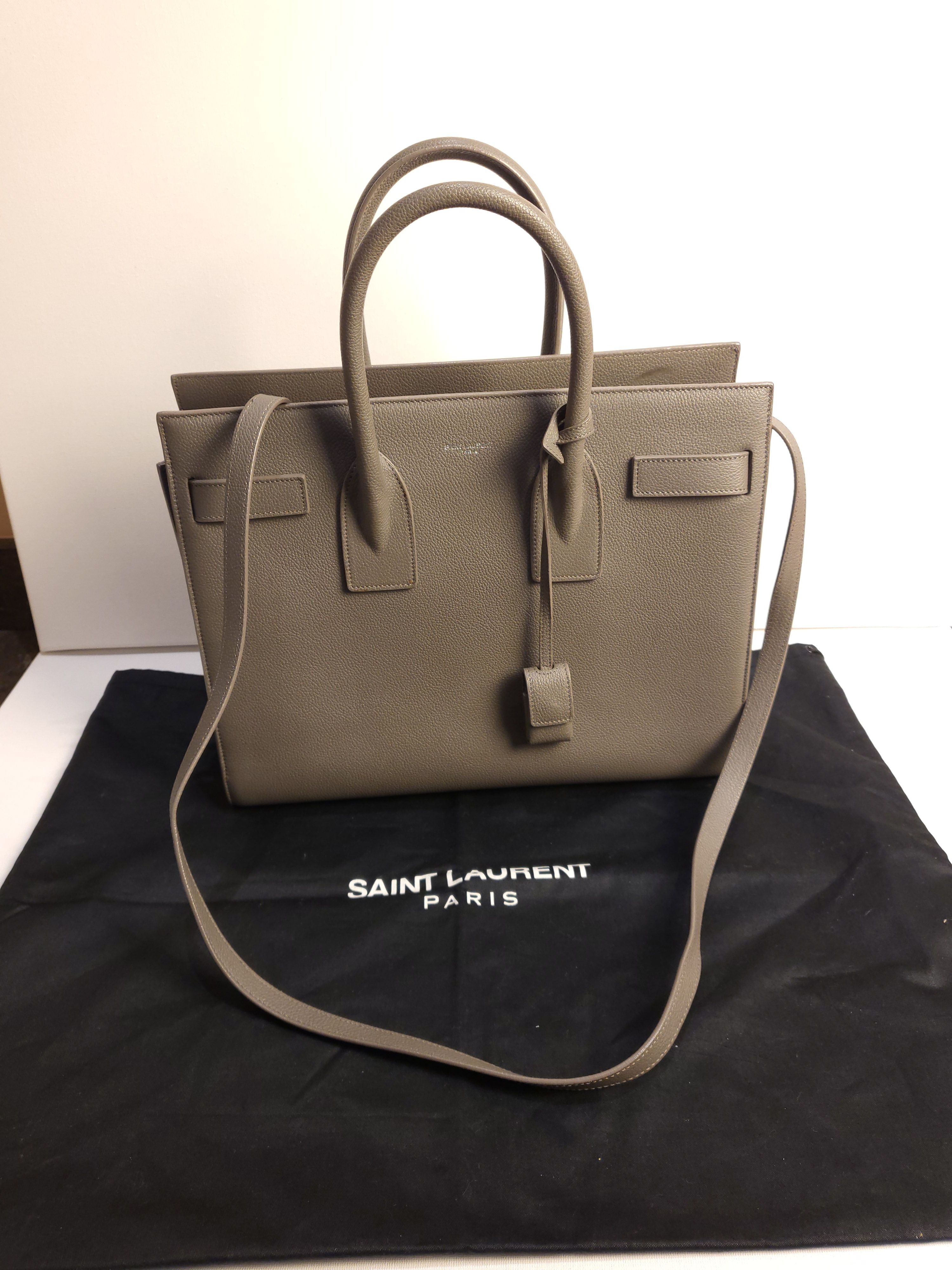 Saint Laurent Grey Leather Small Sac De Jour Tote Bag