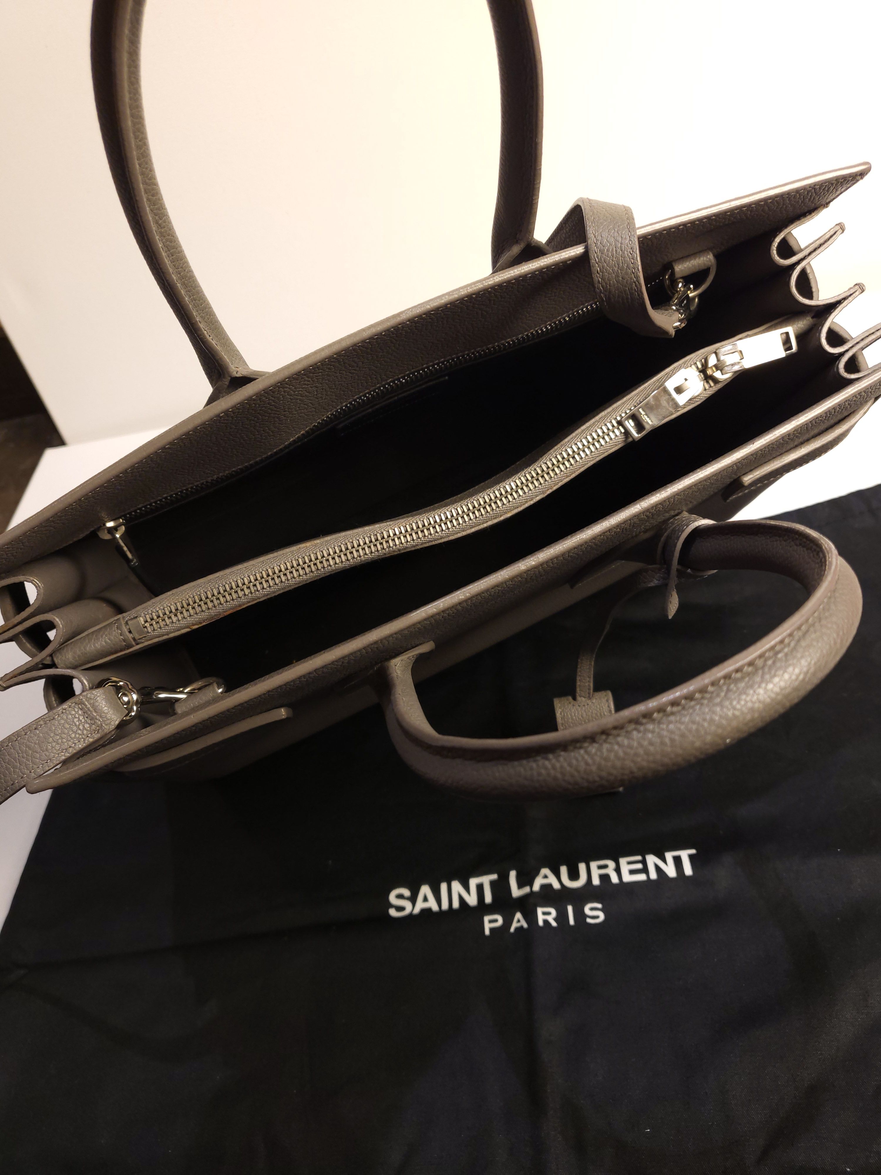 Saint Laurent Grey Leather Small Sac De Jour Tote Bag