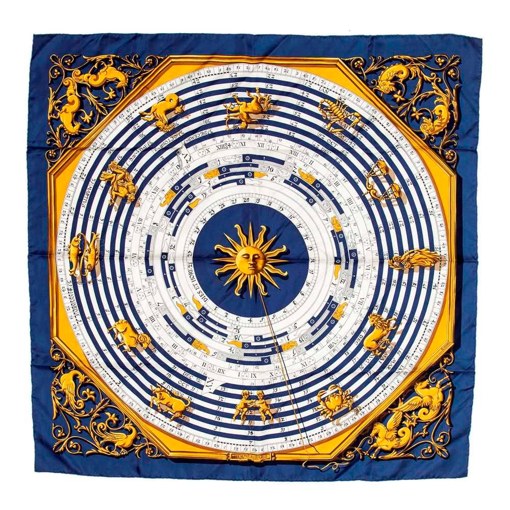 Preowned Hermes Dies et Hore Silk Scarf 90 Multicolour