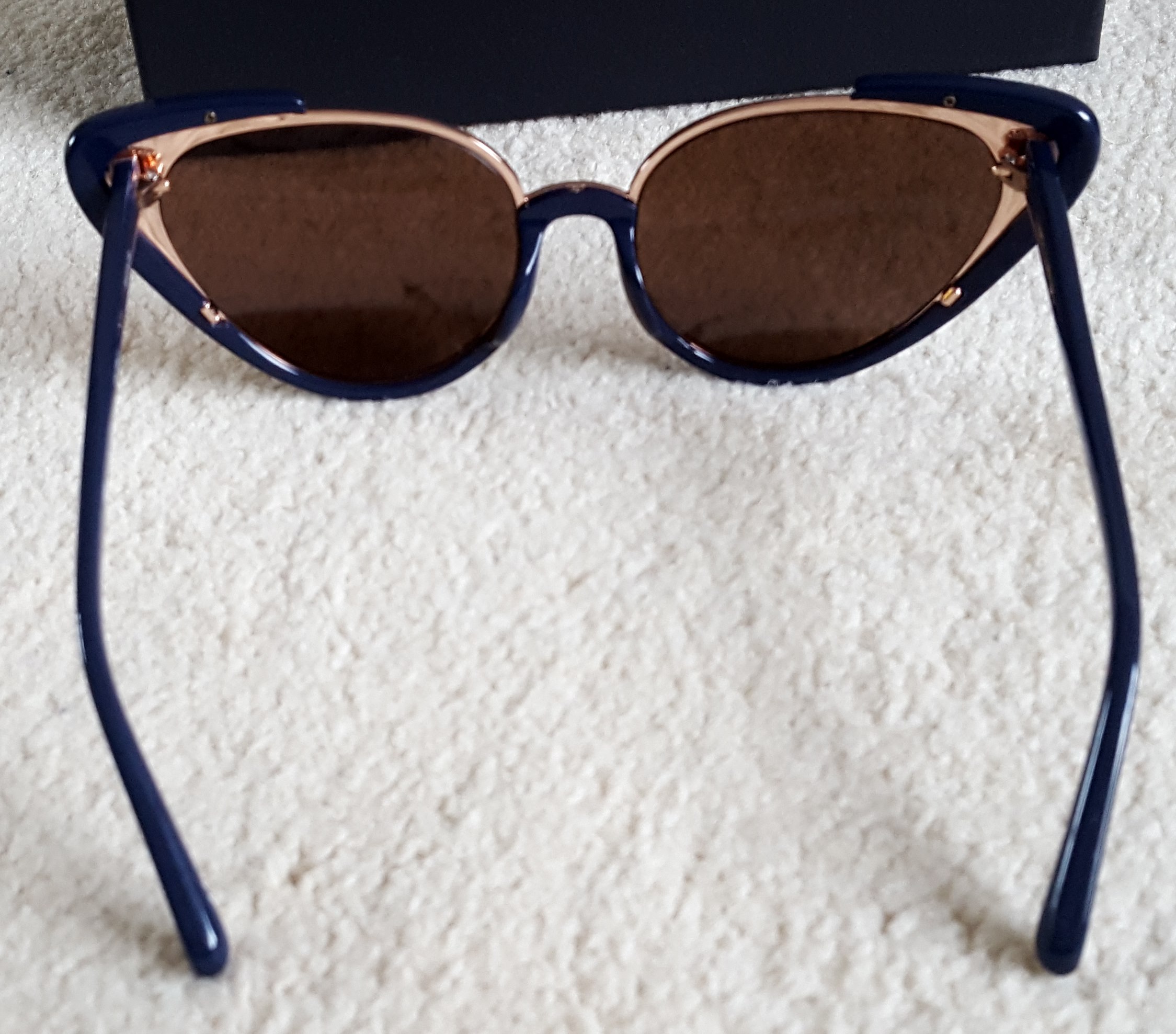 Linda Farrow Navy/Rose Gold Khira 736/C7 Sunglasses Blue acetate/gold plate