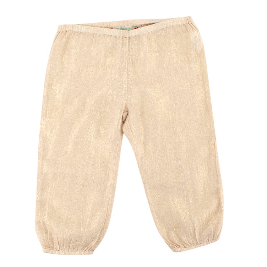 Boys Preowned Bonpoint Gold Lurex Cotton Trousers Size 18-24 Months