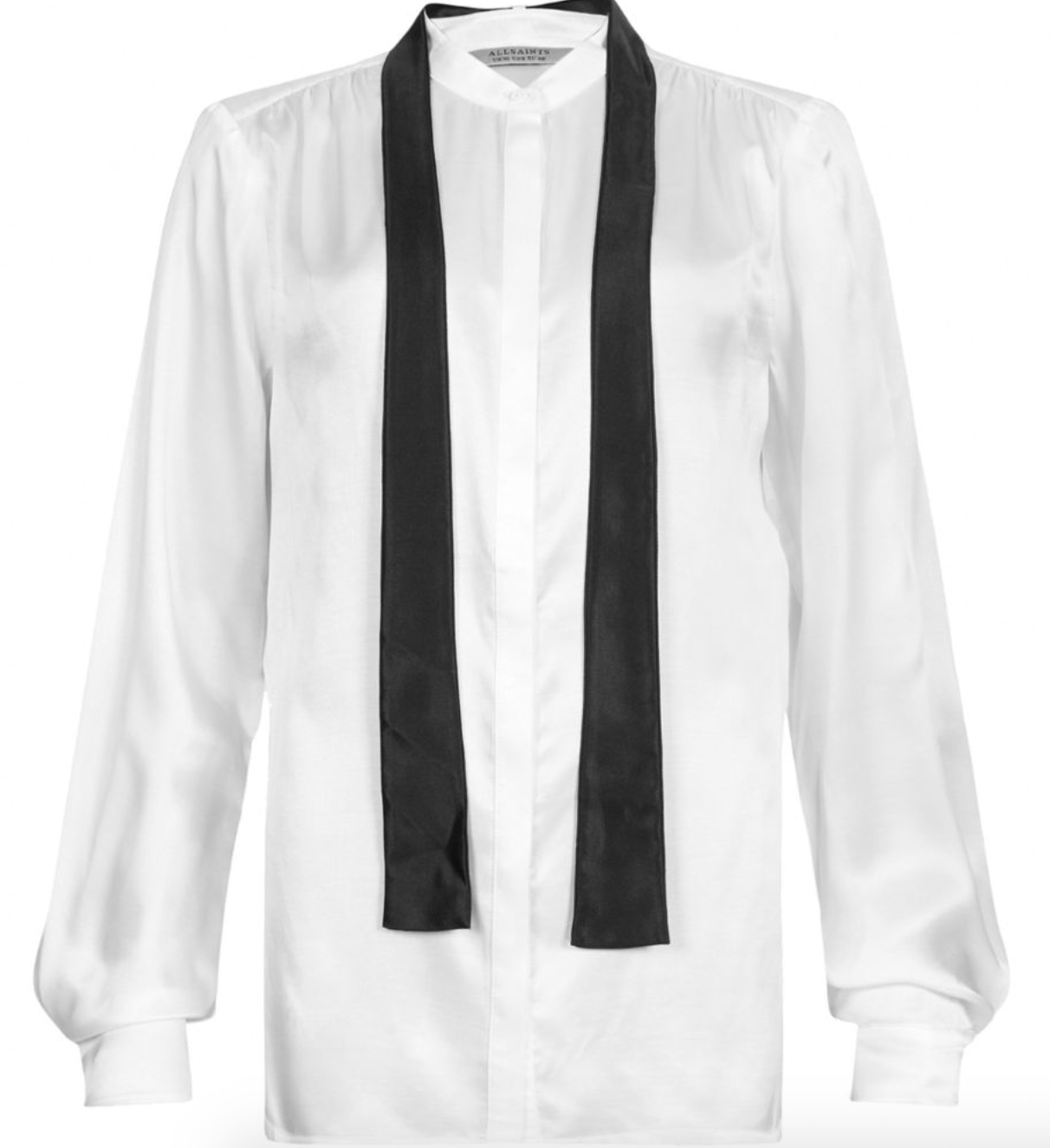 Allsaints Black and White Toni Shirt Size S White and black silk