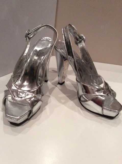 Barbara Bui silver metallic heels Size 365 leather