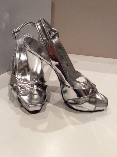 Barbara Bui silver metallic heels Size 365 leather