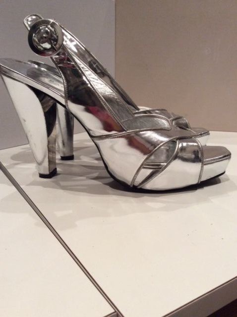 Barbara Bui silver metallic heels Size 365 leather