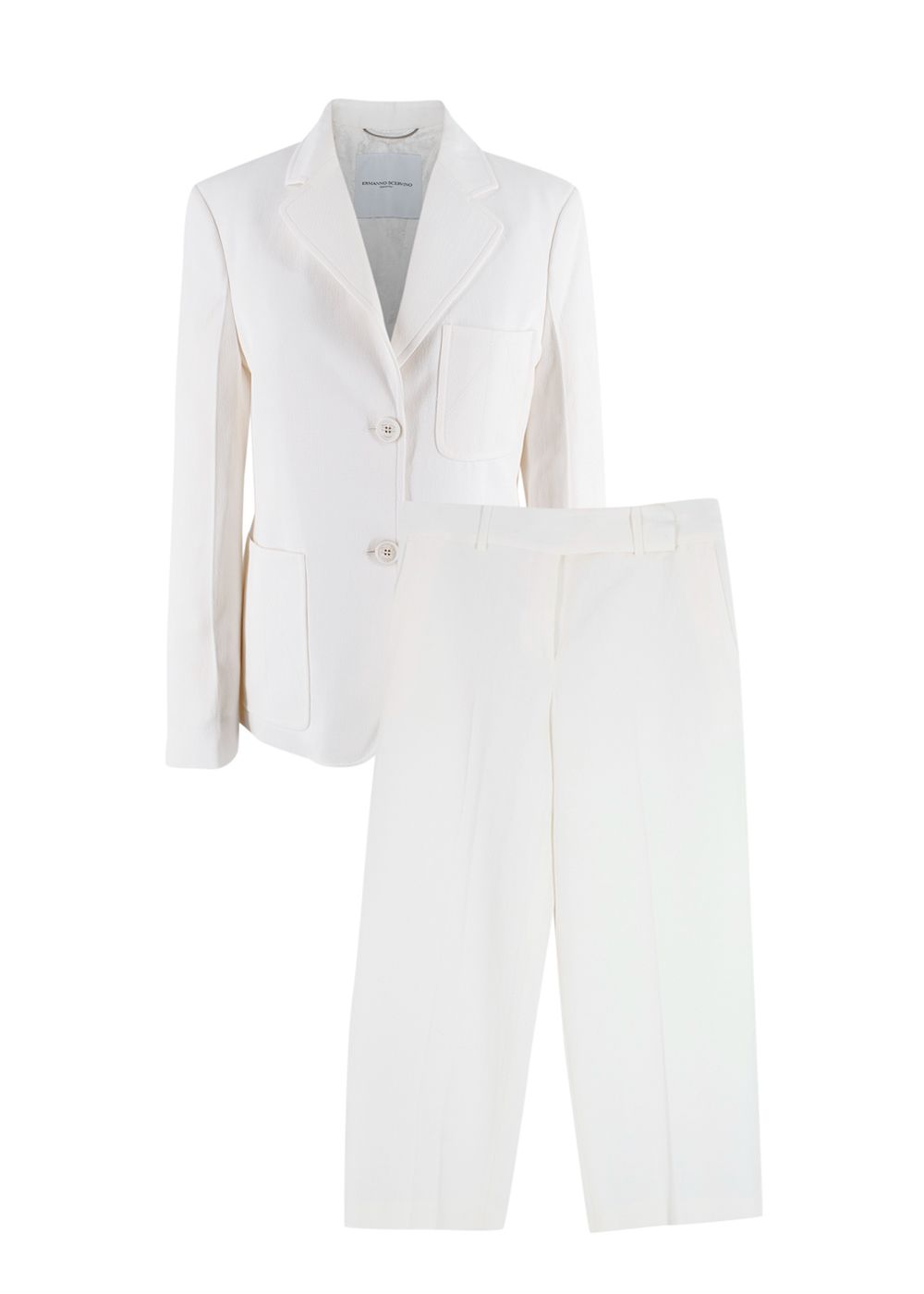 Ermanno Scervino White Linen Blend Single-breasted Suit Size XS viscose