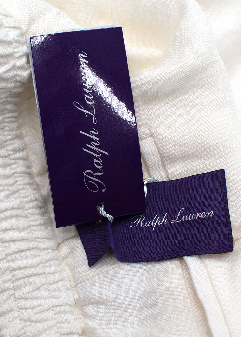 Ralph Lauren White Linen Purple Label Shorts Size 38