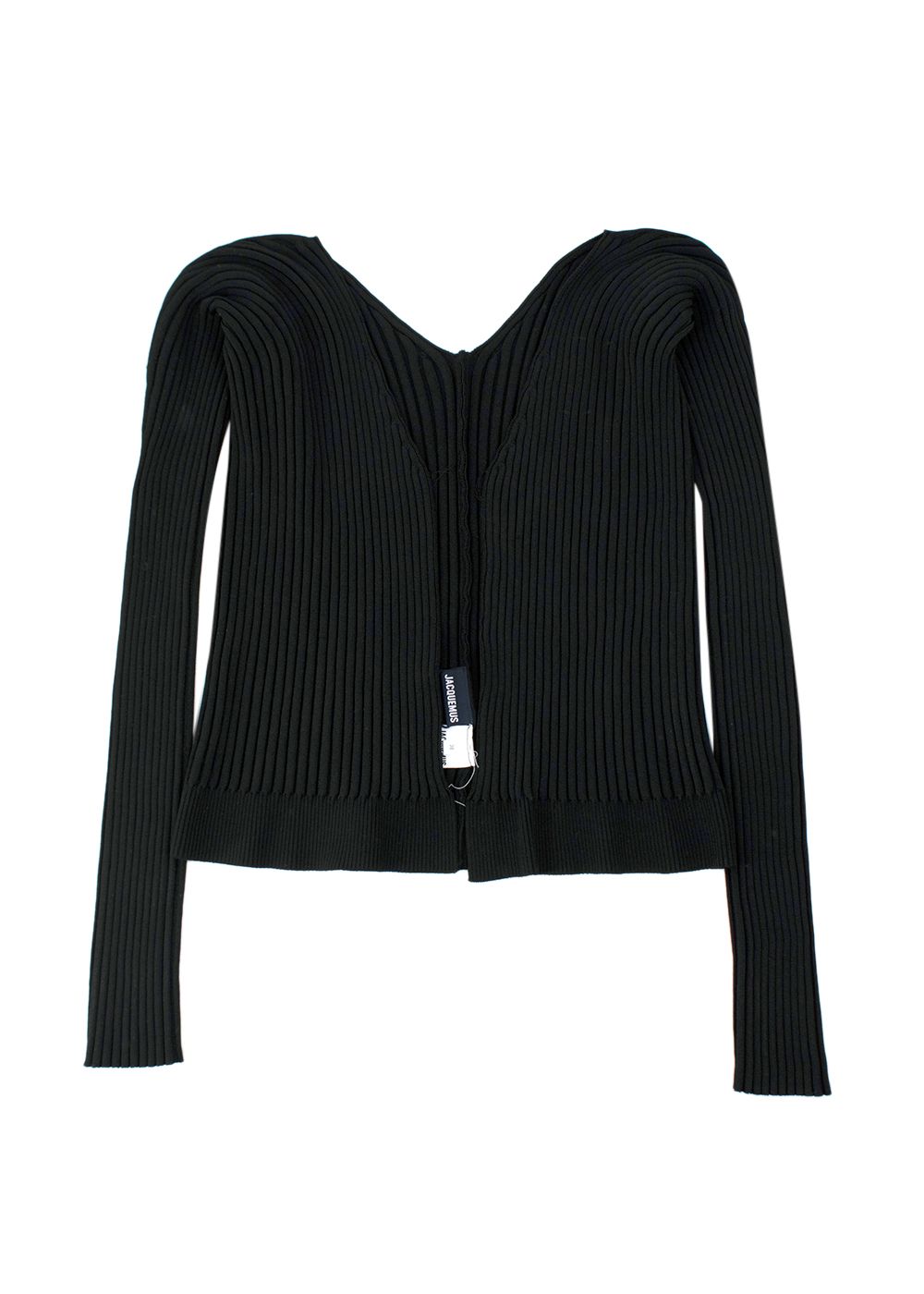 Jacquemus Black Ribbed La Maille Pralu Longue Long Sleeve Top Size S viscose/polyamide/elastane