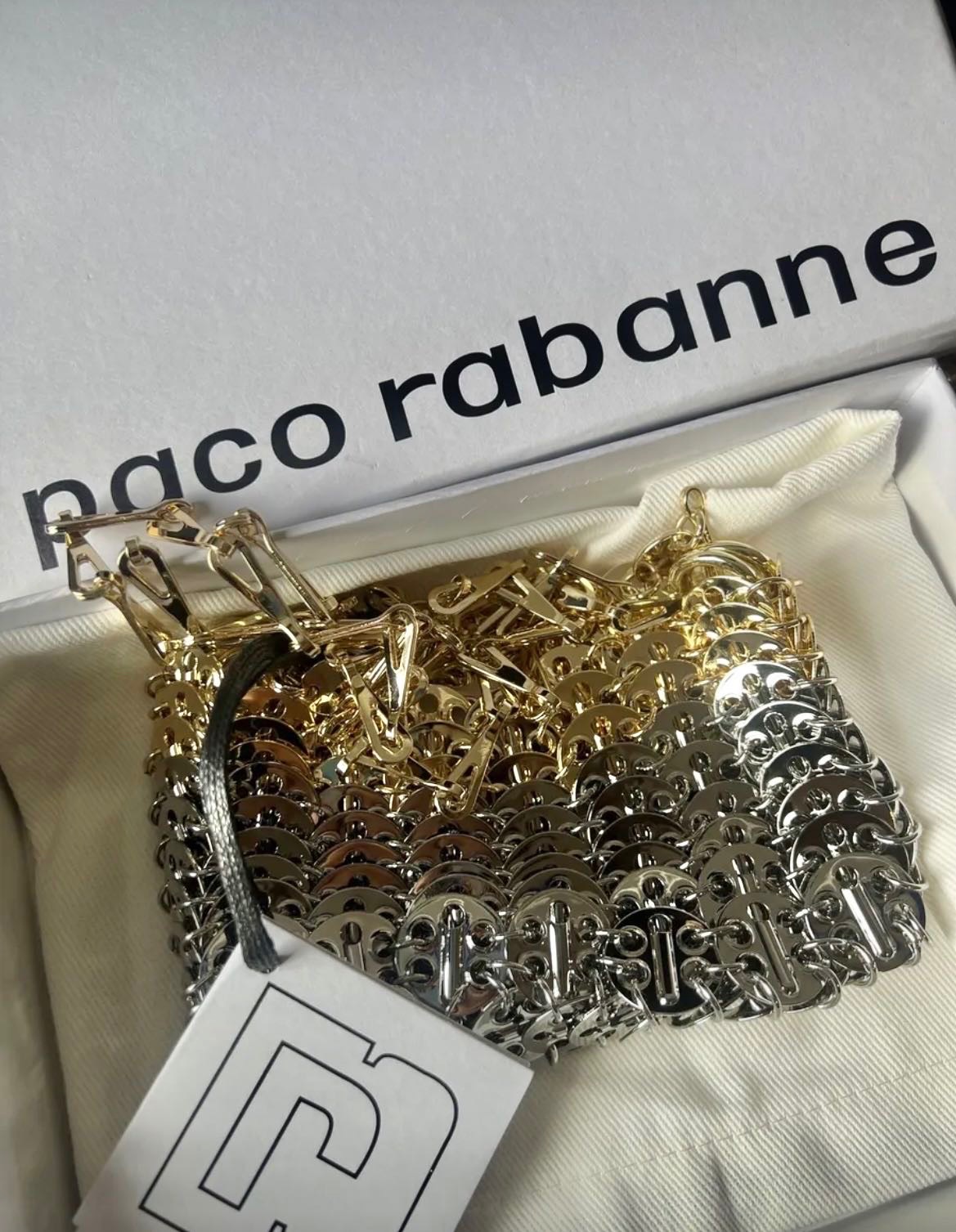 Paco Rabanne Gold and Silver Iconic Bag Silver and gold metal