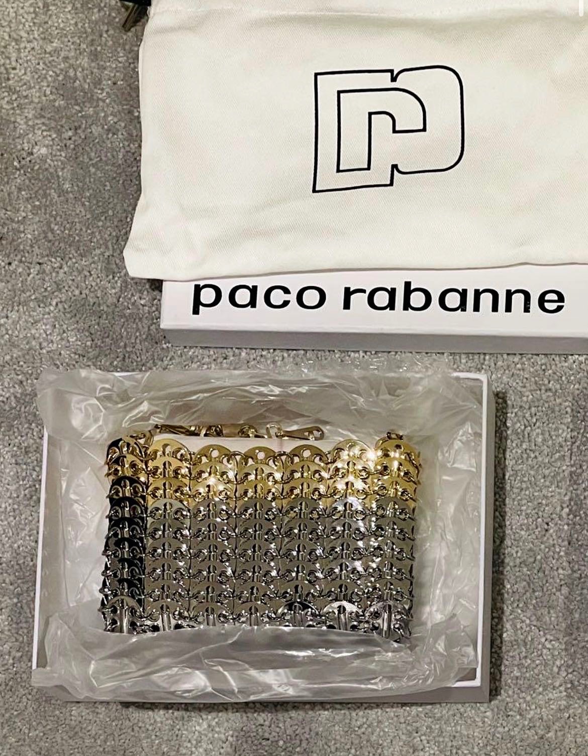 Paco Rabanne Gold and Silver Iconic Bag Silver and gold metal