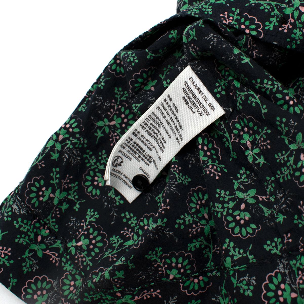 Boys Preowned Bonpoint Black  Green Leaf Print Cotton Tunic Dress Size 18-24 Months