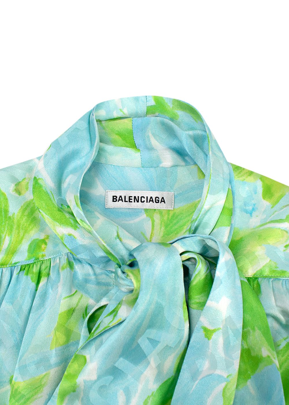 Balenciaga Blue and Green Silk Blouse Size XS Blue Green