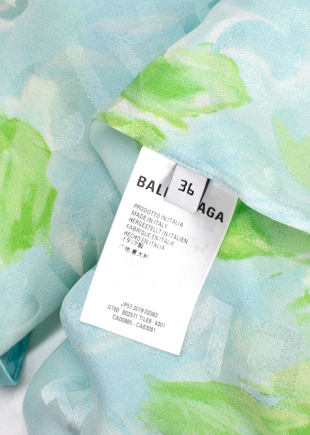 Balenciaga Blue and Green Silk Blouse Size XS Blue Green