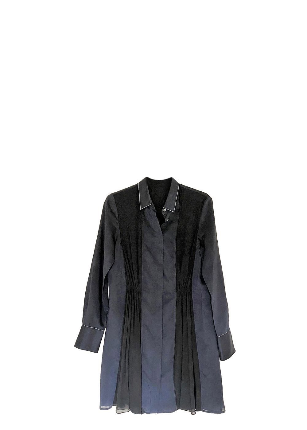 Preowned Phillip Lim Black  Navy Cotton  Silk Shirt Dress Size S Navy  Black