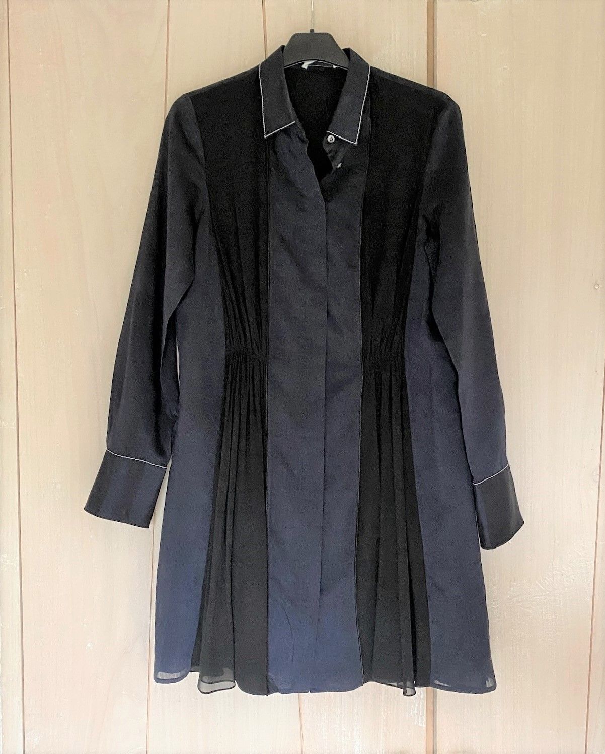 Preowned Phillip Lim Black  Navy Cotton  Silk Shirt Dress Size S Navy  Black