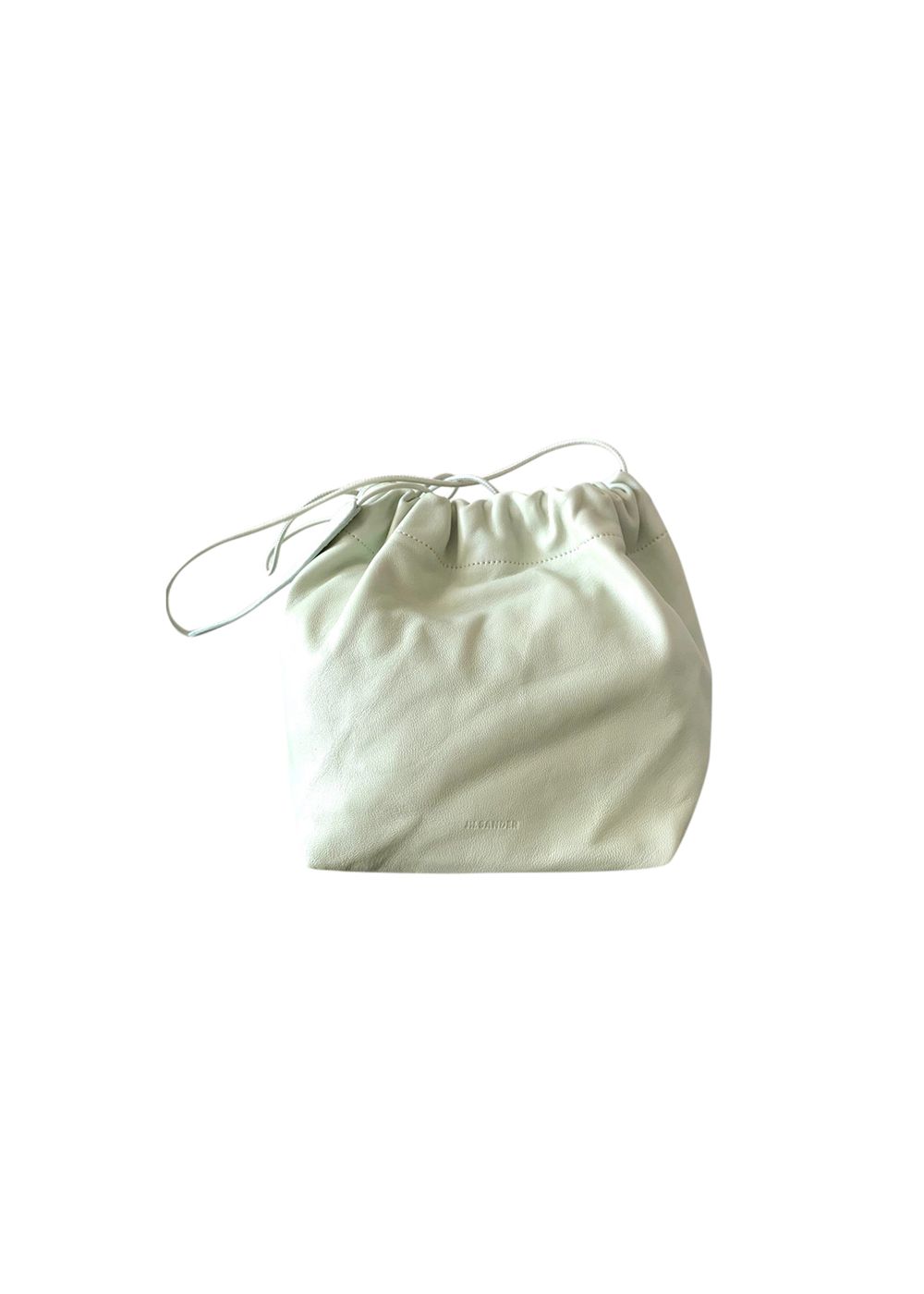 Preowned Jil Sander Cream leather drawstring pouch light green