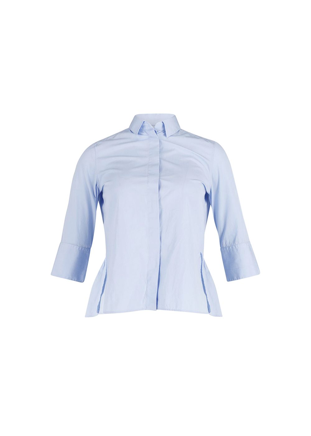 Preowned Valentino Blue Cotton Peplum Shirt Size S blue | light blue