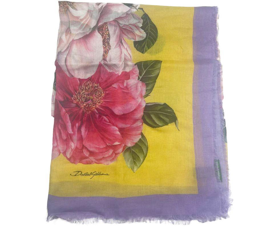 Dolce  Gabbana Camellia Printed Cashmere Blend Scarf Multicolour cashmere/modal