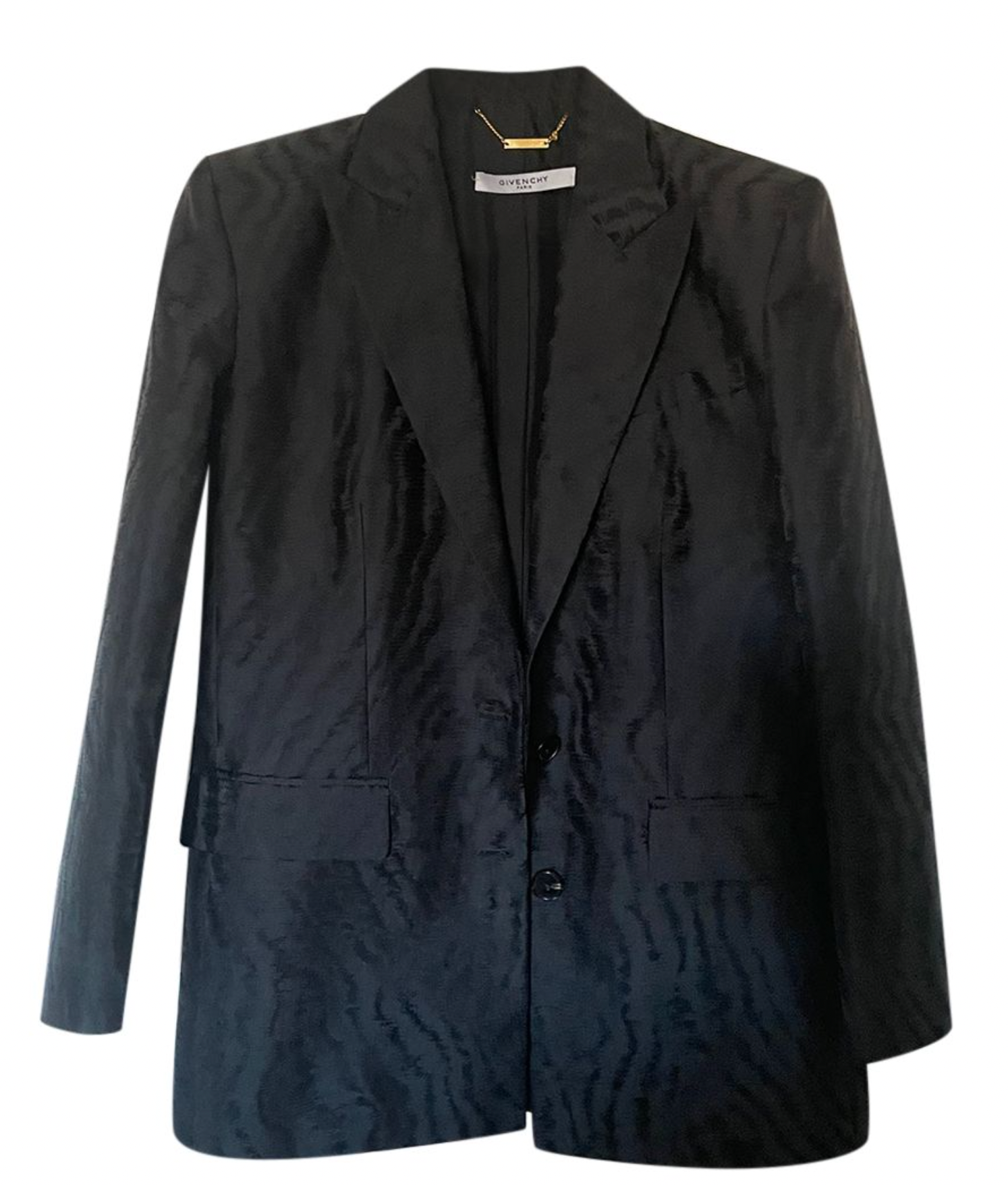 Preowned Givenchy Black Textured Silk Blend Double Breasted Blazer Size S silk/wool/polyester