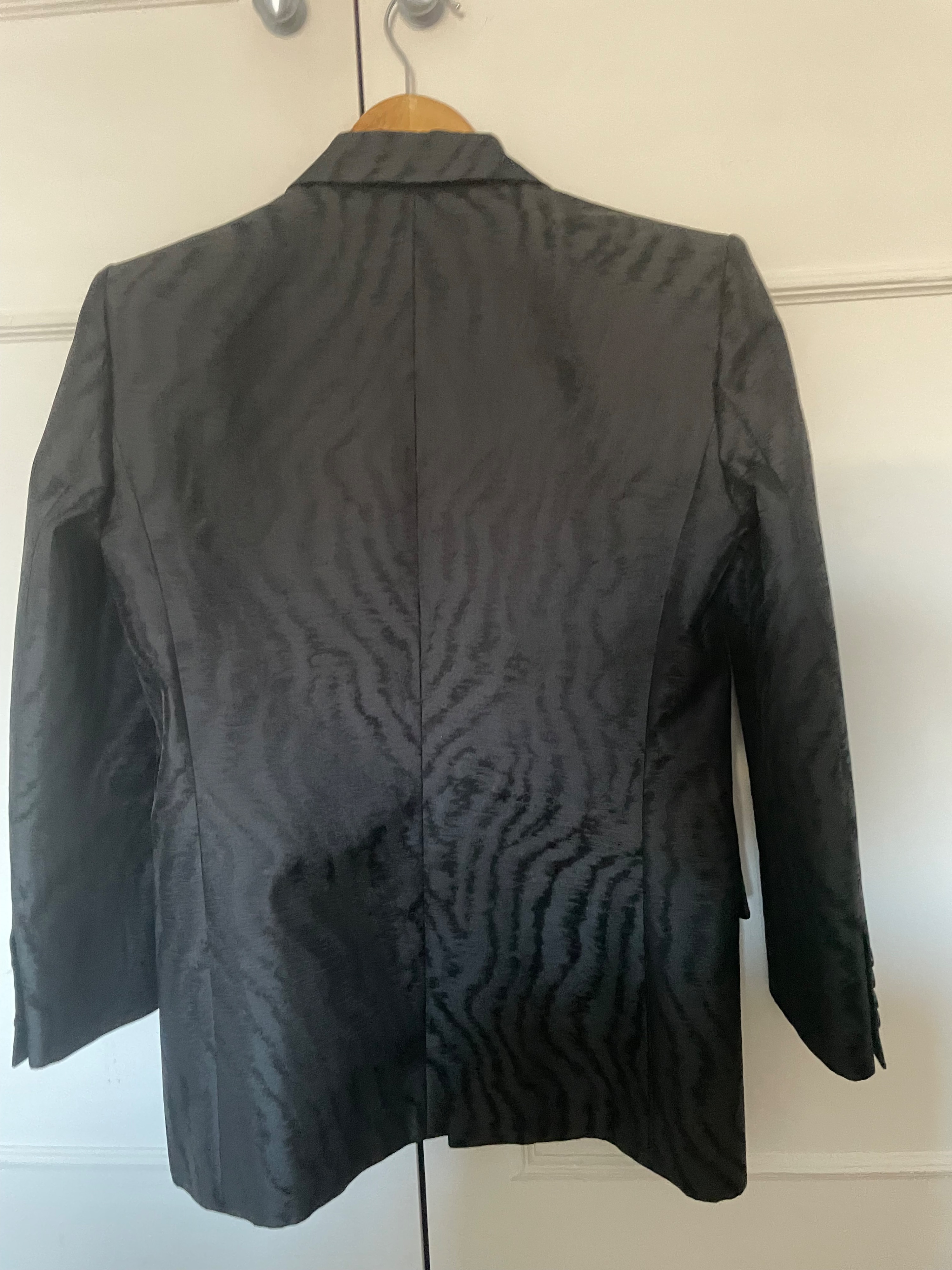 Preowned Givenchy Black Textured Silk Blend Double Breasted Blazer Size S silk/wool/polyester