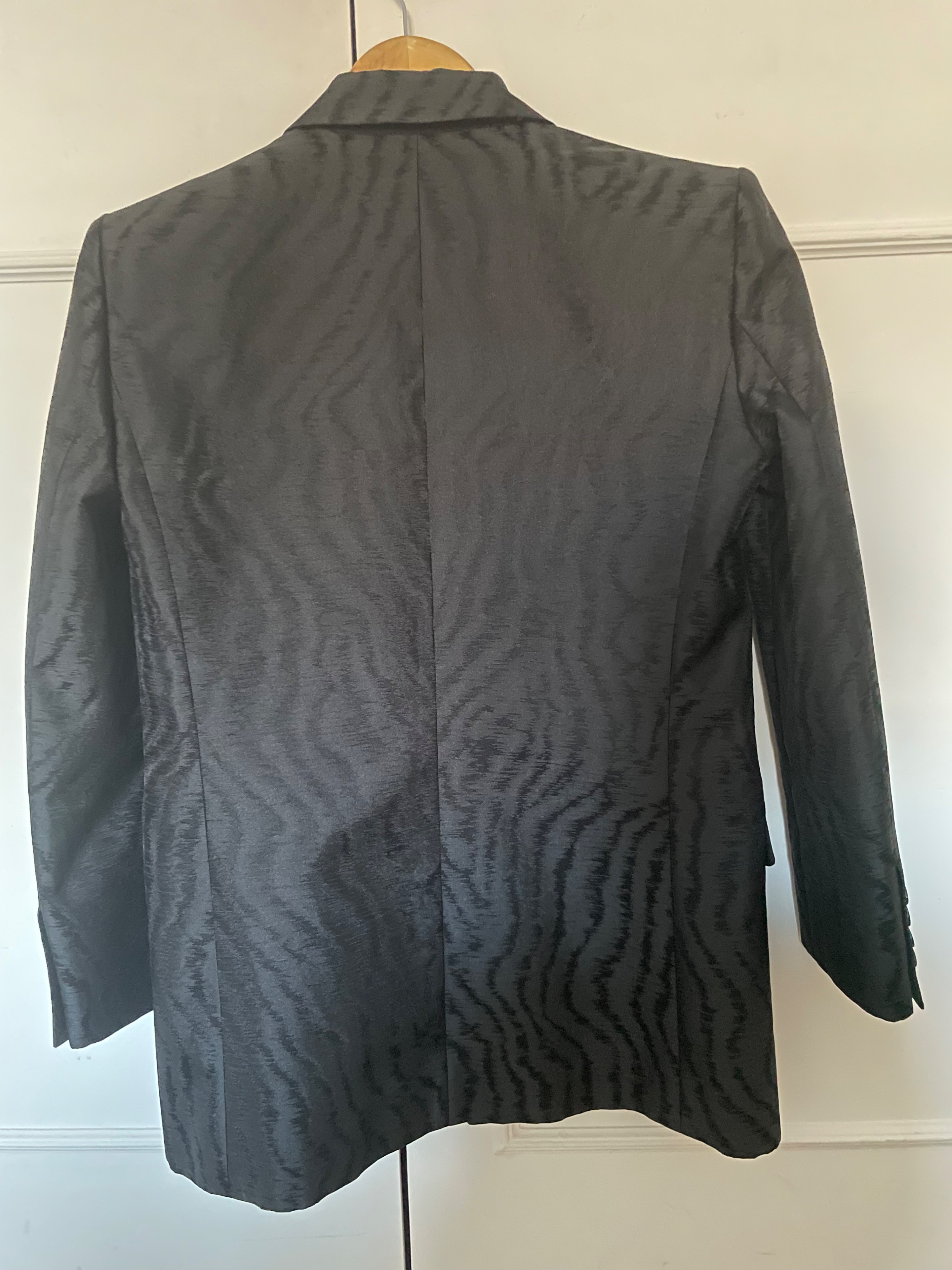 Preowned Givenchy Black Textured Silk Blend Double Breasted Blazer Size S silk/wool/polyester