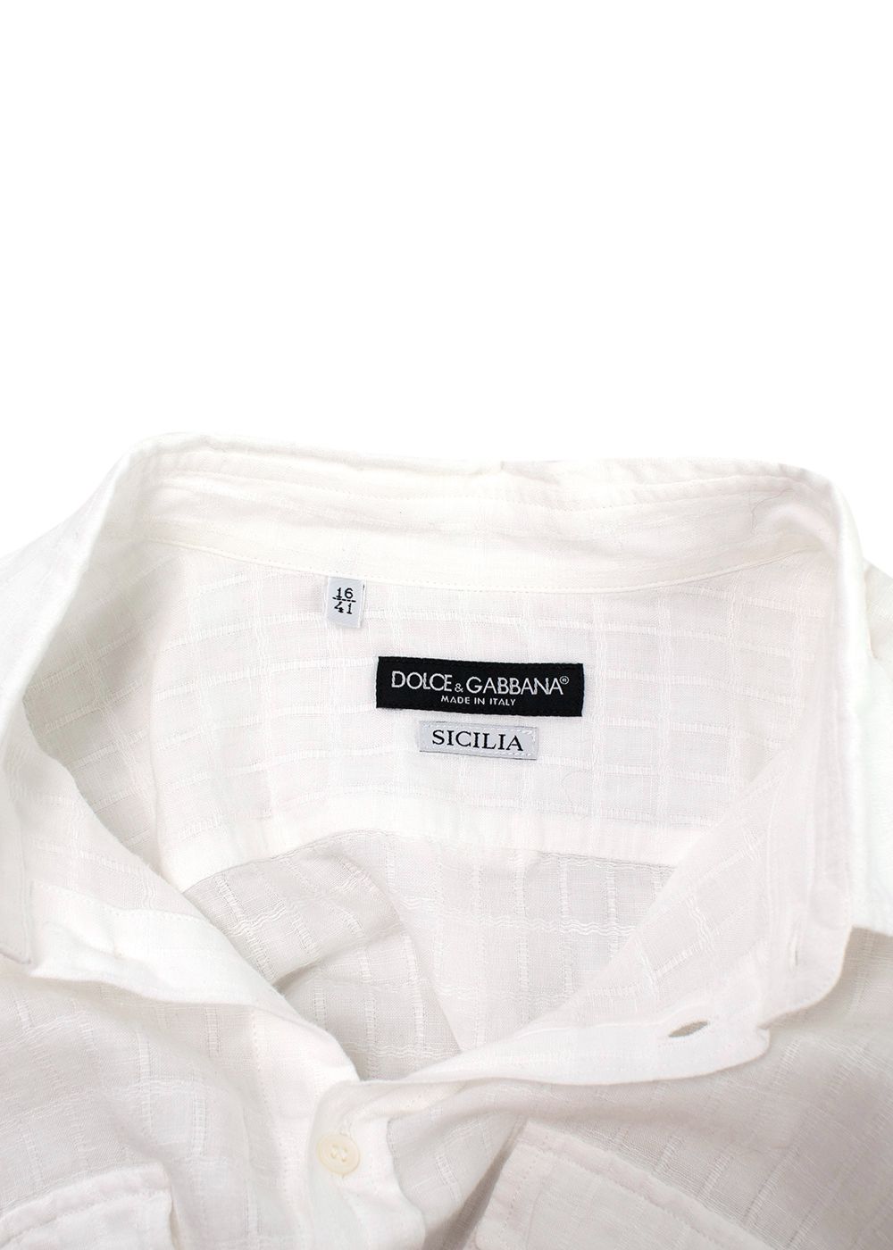 Men's Preowned Dolce  Gabbana White Linen Shirt Size 16