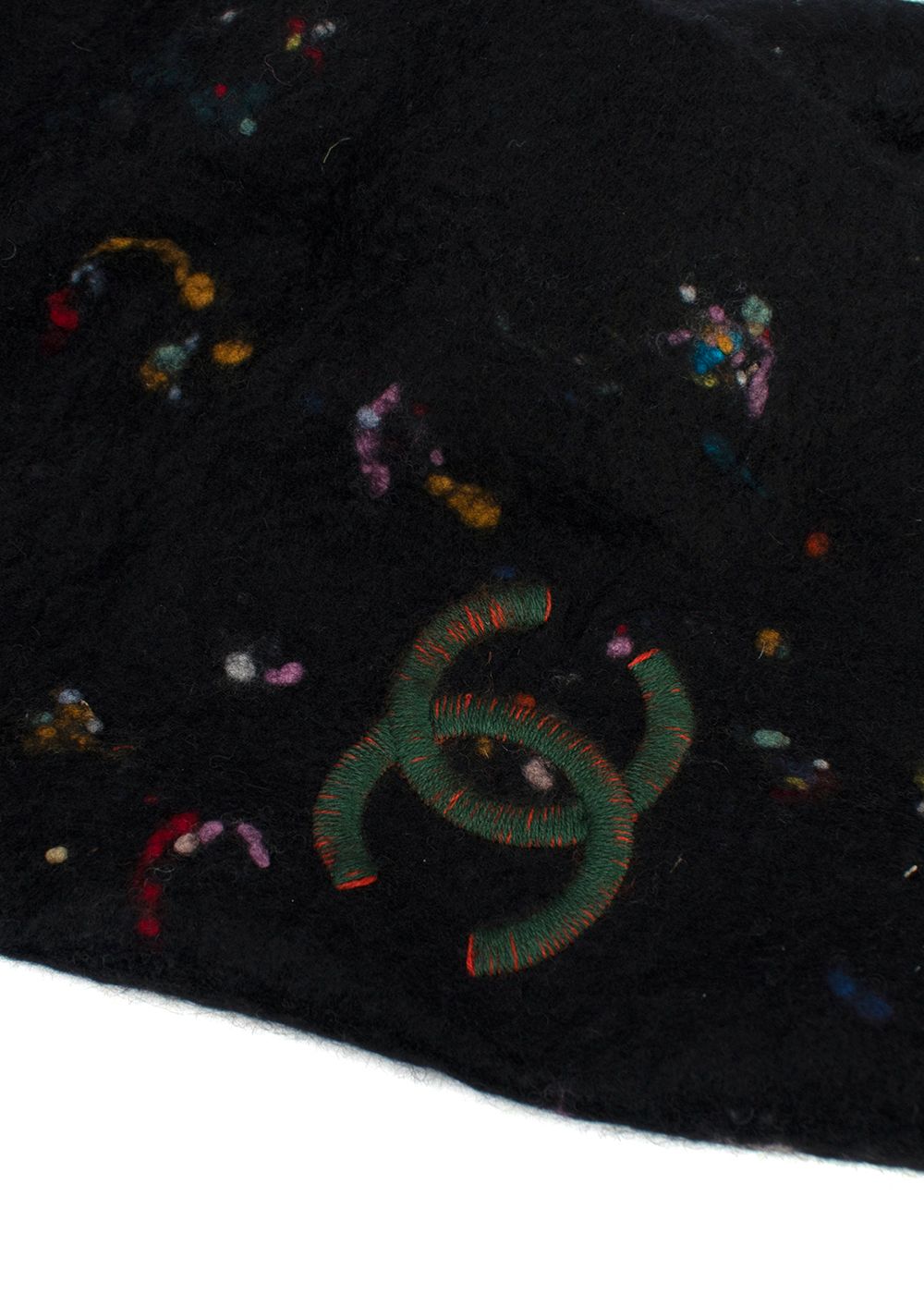 Preowned Chanel Multicoloured Cashmere Wool  Silk Scarf Scarf Black cashmere