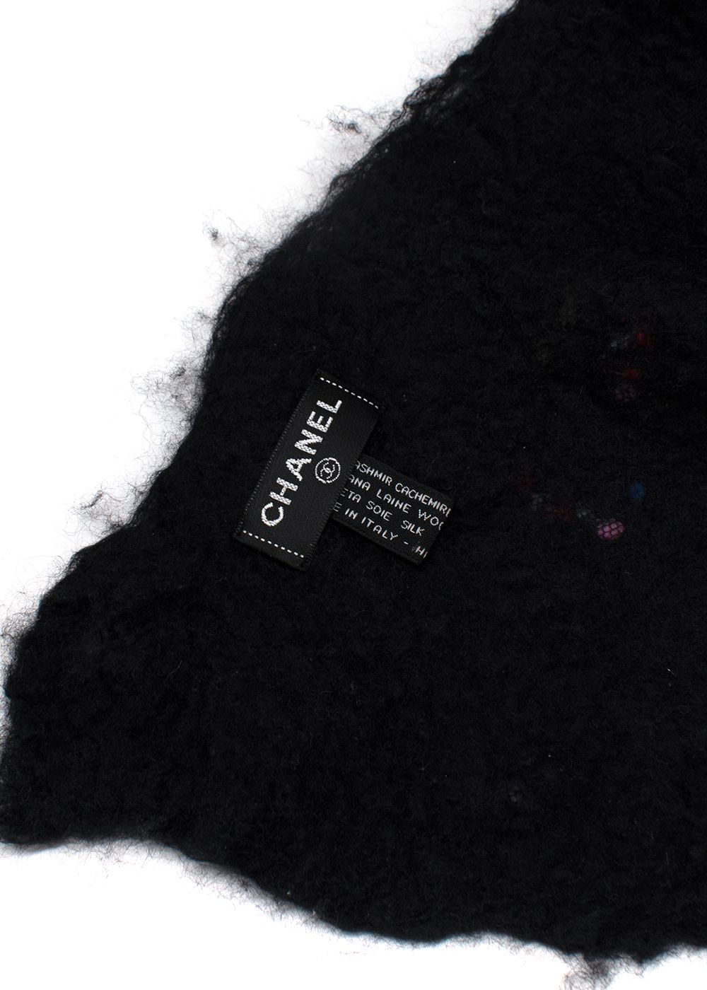 Preowned Chanel Multicoloured Cashmere Wool  Silk Scarf Scarf Black cashmere