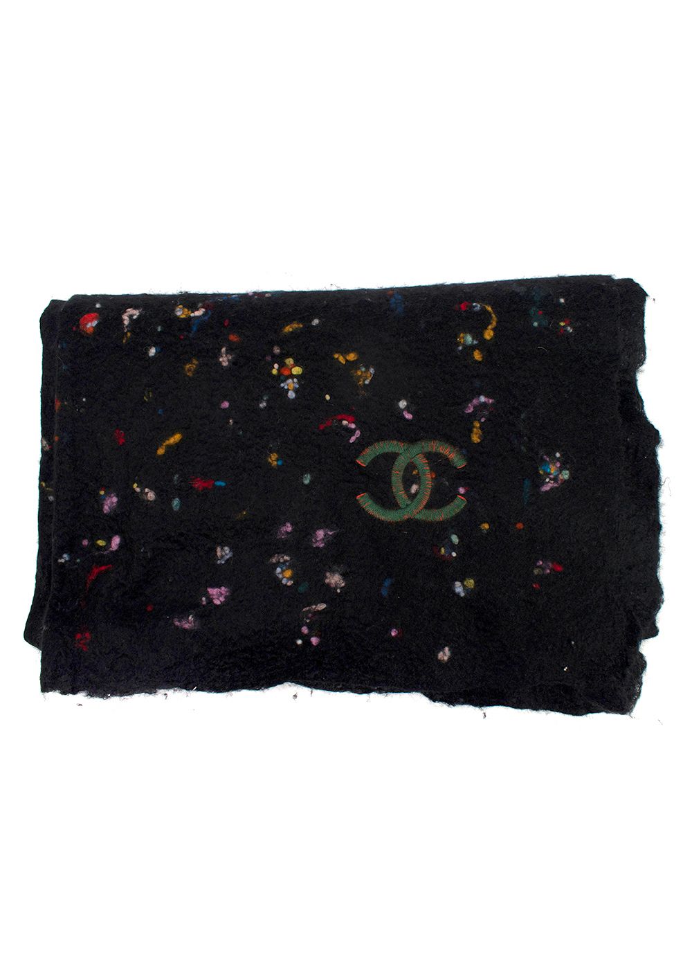 Preowned Chanel Multicoloured Cashmere Wool  Silk Scarf Scarf Black cashmere