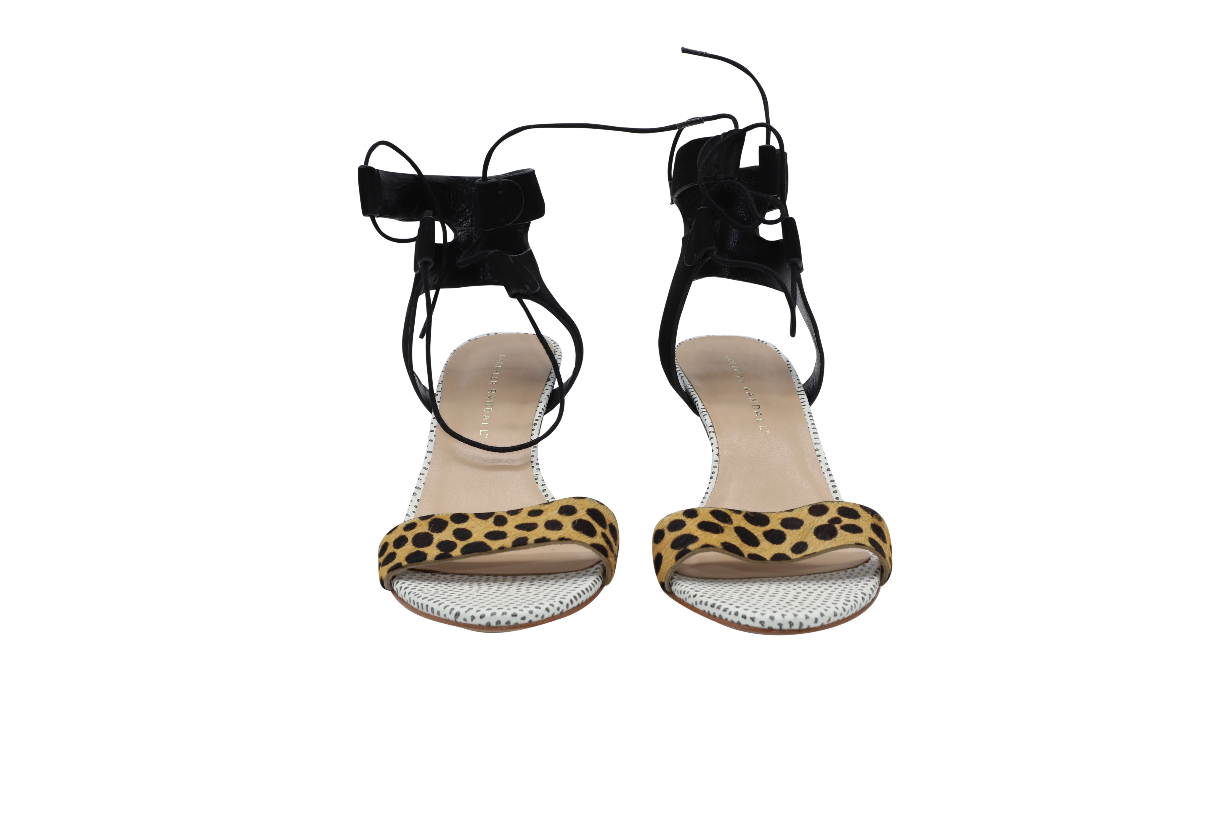 Preowned Loeffler Randall Ambrose Calf Hair Sandals Size 39 animal print suede