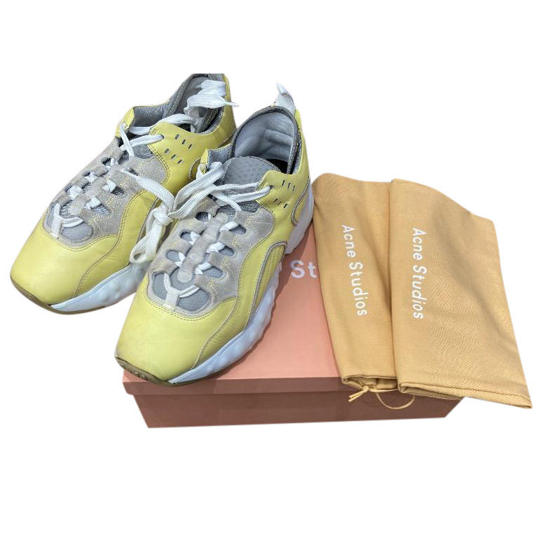 Preowned Acne Studios Lemon Yellow Oversize Sneakers Size 38 leather