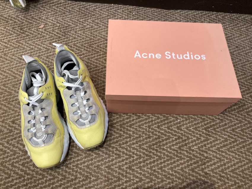 Preowned Acne Studios Lemon Yellow Oversize Sneakers Size 38 leather