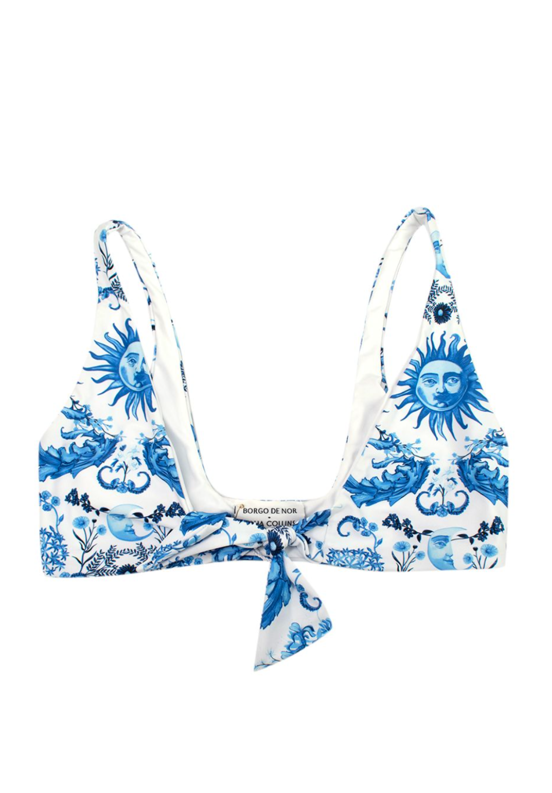 Borgo De Nor Blue Electra Bow Tie High Waisted Bikini Size M blue white polyester