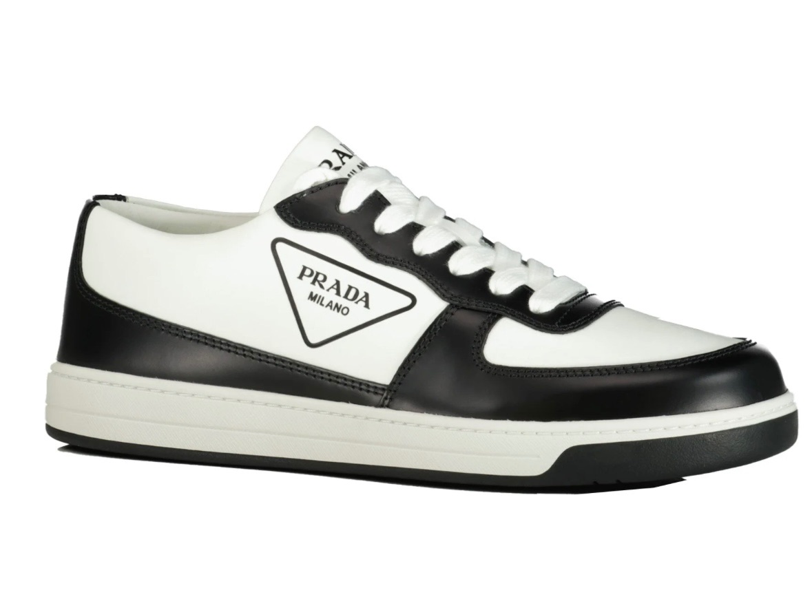 Prada Black and White Low Top Sneakers Size 38 leather