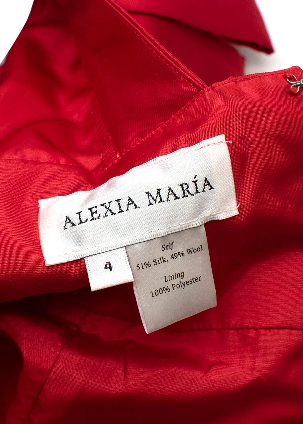 Alexia Maria red silk-blend satin bow bodice gown Size XS