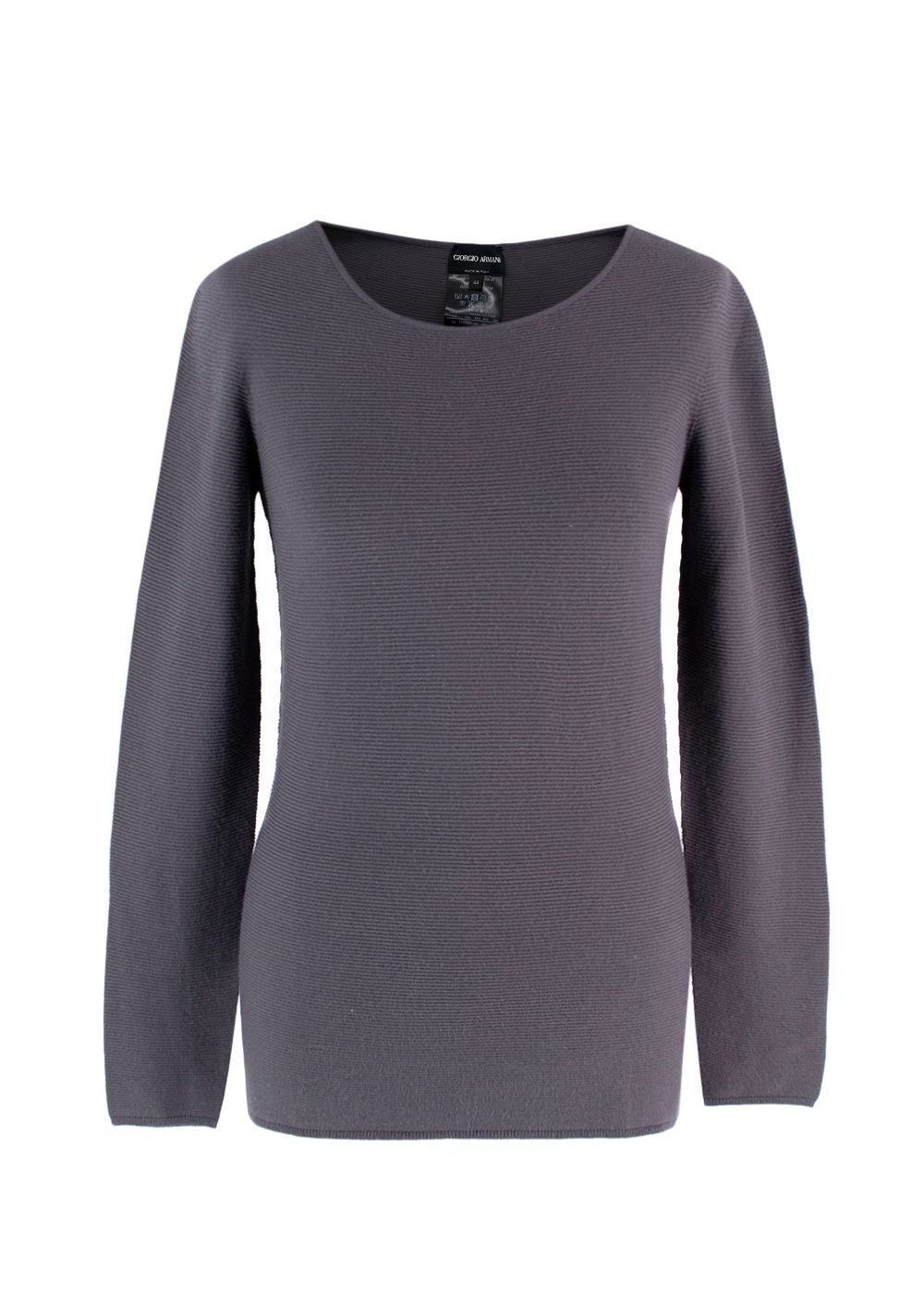 Giorgio Armani Grey Ribbed Long Sleeve Top Size M viscose/polyester