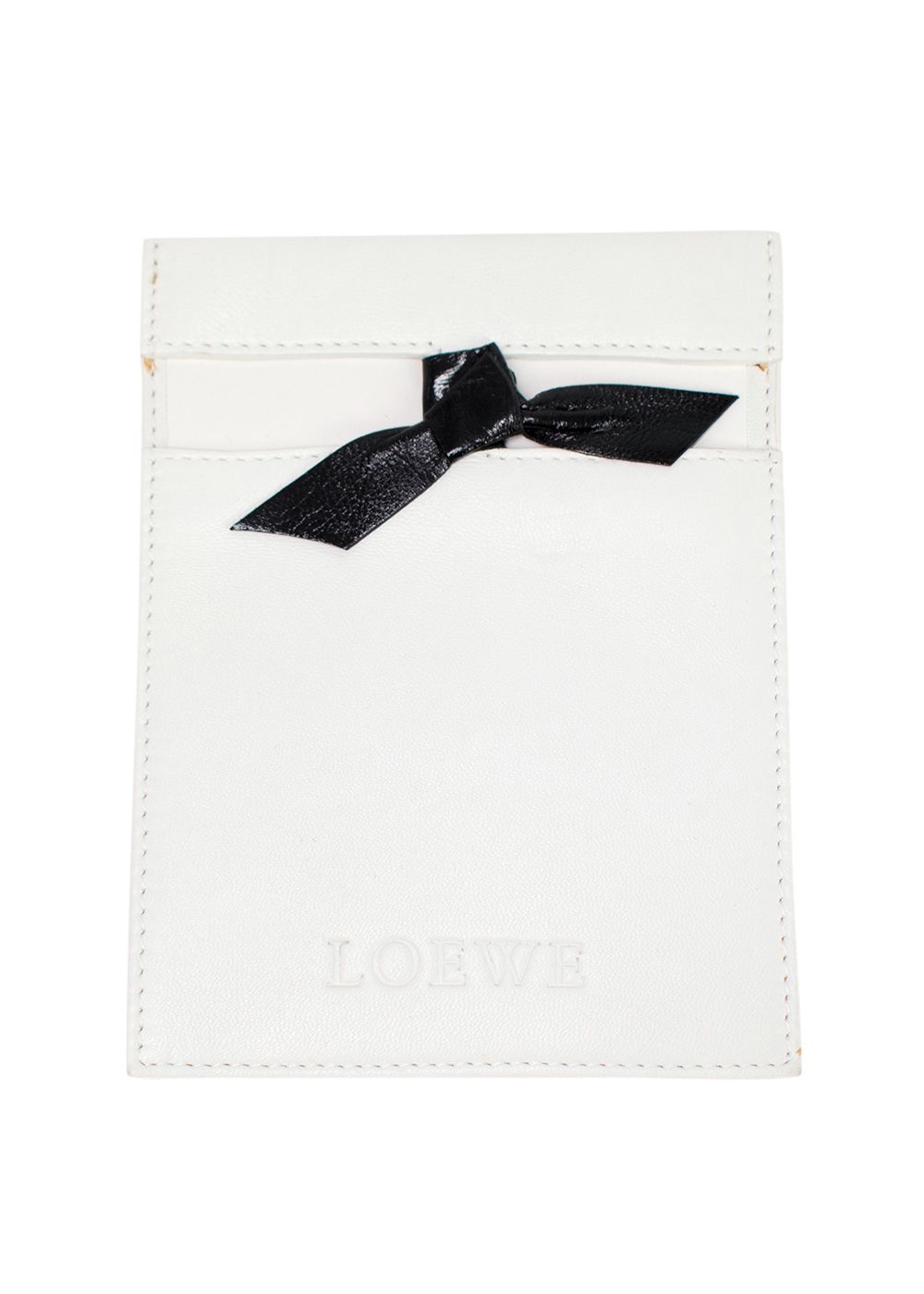 Preowned Loewe White Leather Card Holder Pouch