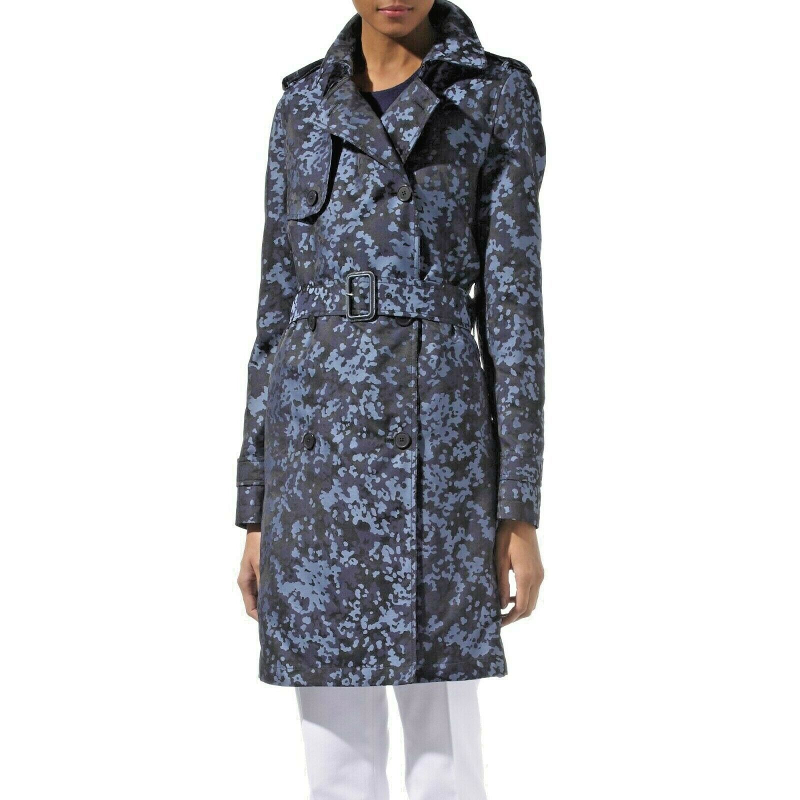 Preowned Joseph Camouflage Biba Trench Coat Size S Blue polyester